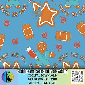Just Ice It Seamless Pattern Pack - Digital Nedladdning - Seamless Mönster - Pepparkaksläkare/Sjuksköterska/Medic