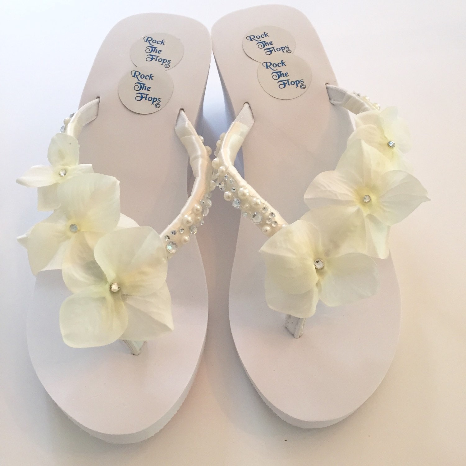 Wedged Wedding Flip Flops.Bridal Shoes.White Wedding Shoes. | Etsy