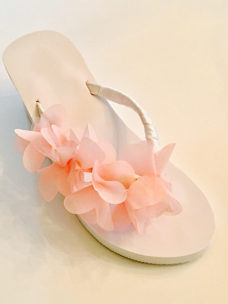 Blush Pink Bridal Flip Flops. Wedges. Wedding Flip Flops. Etsy