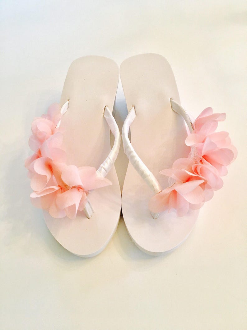 Blush Pink Bridal Flip Flops. Wedges. Wedding Flip Flops. Etsy
