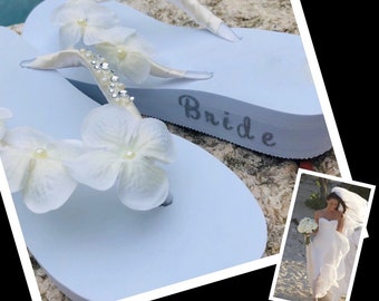 Pearl Rhinestone  Flip Flop/Wedges . Flower  Wedding Flip Flops. Beach Wedding Flip Flops. Bridesmaid Shoes. Personalized Wedding Shoes.