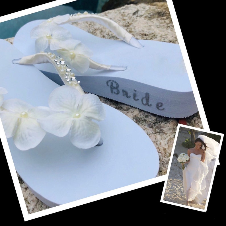 Pearl Rhinestone Flip Flop/wedges . Flower Wedding Flip Flops. Etsy
