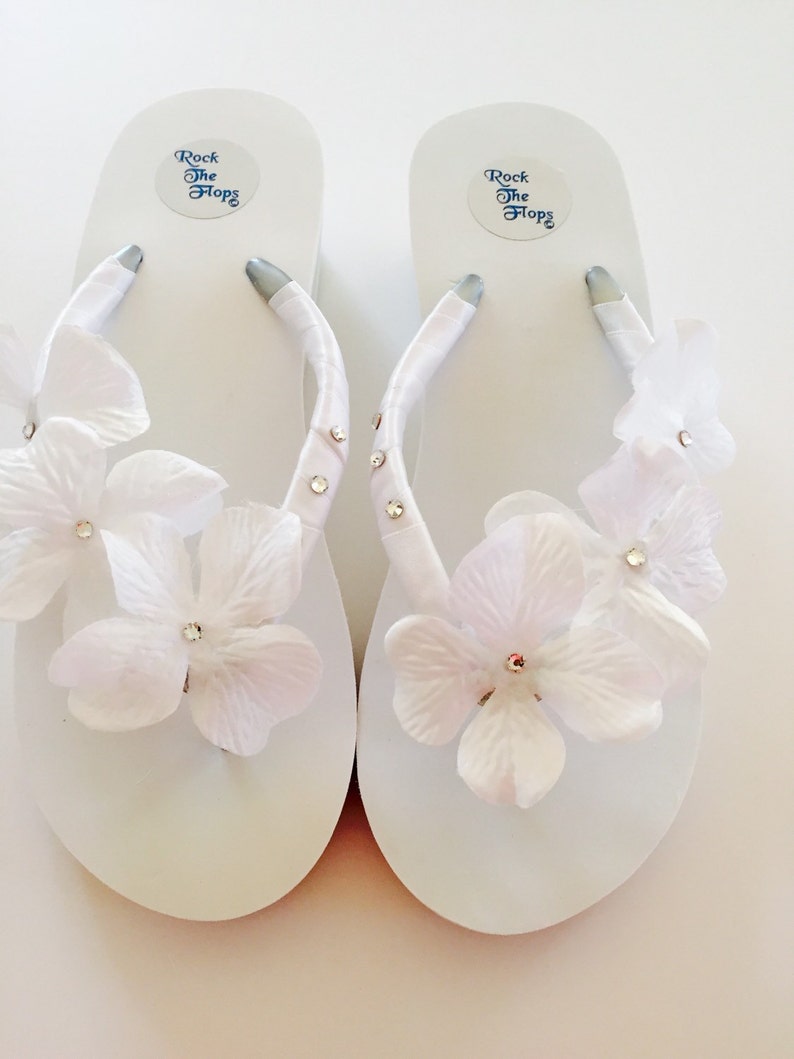 White Bridal Flip Flops Wedding Flip Flops Wedged Flip Flops Etsy