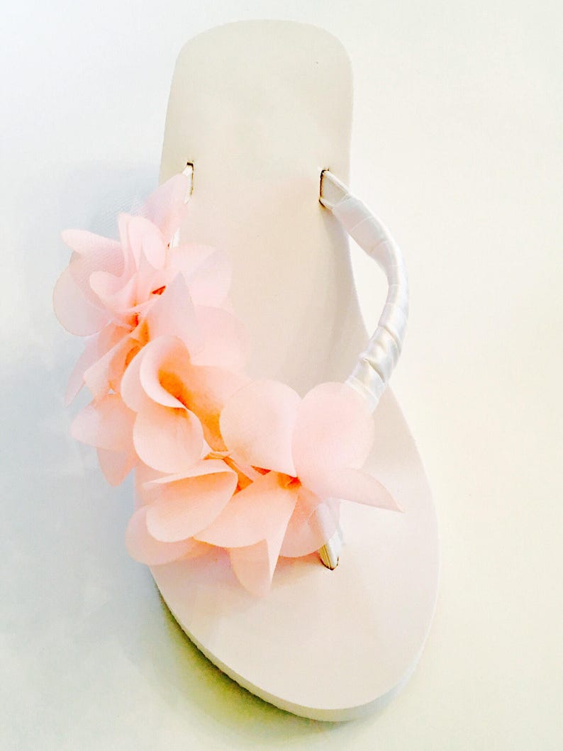 Blush Pink Bridal Flip Flops. Wedges. Wedding Flip Flops. Etsy