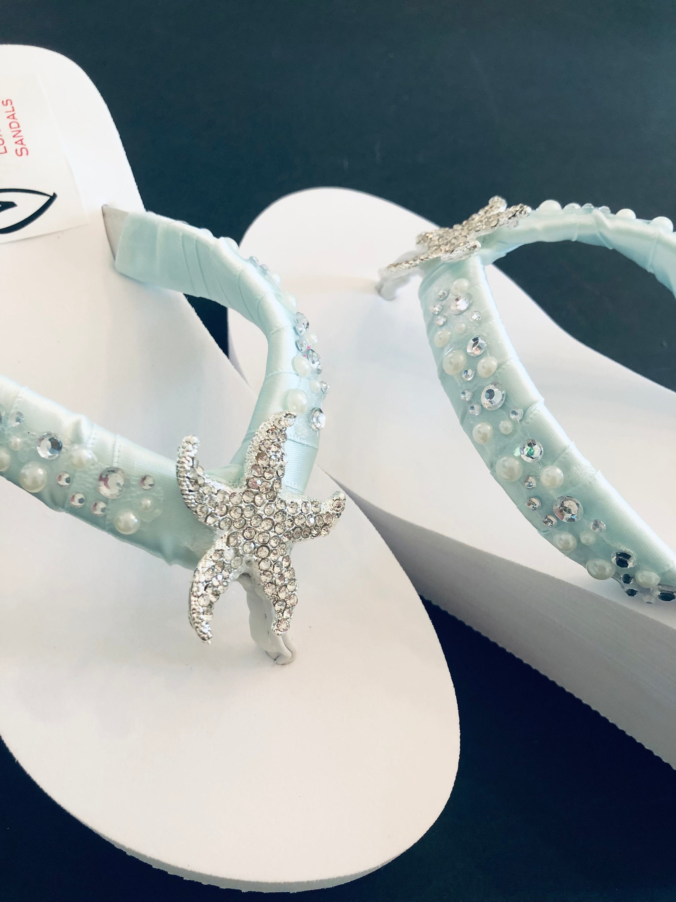 Slip On Bling Flip Flops Embellished Sandals Size 12 Womens