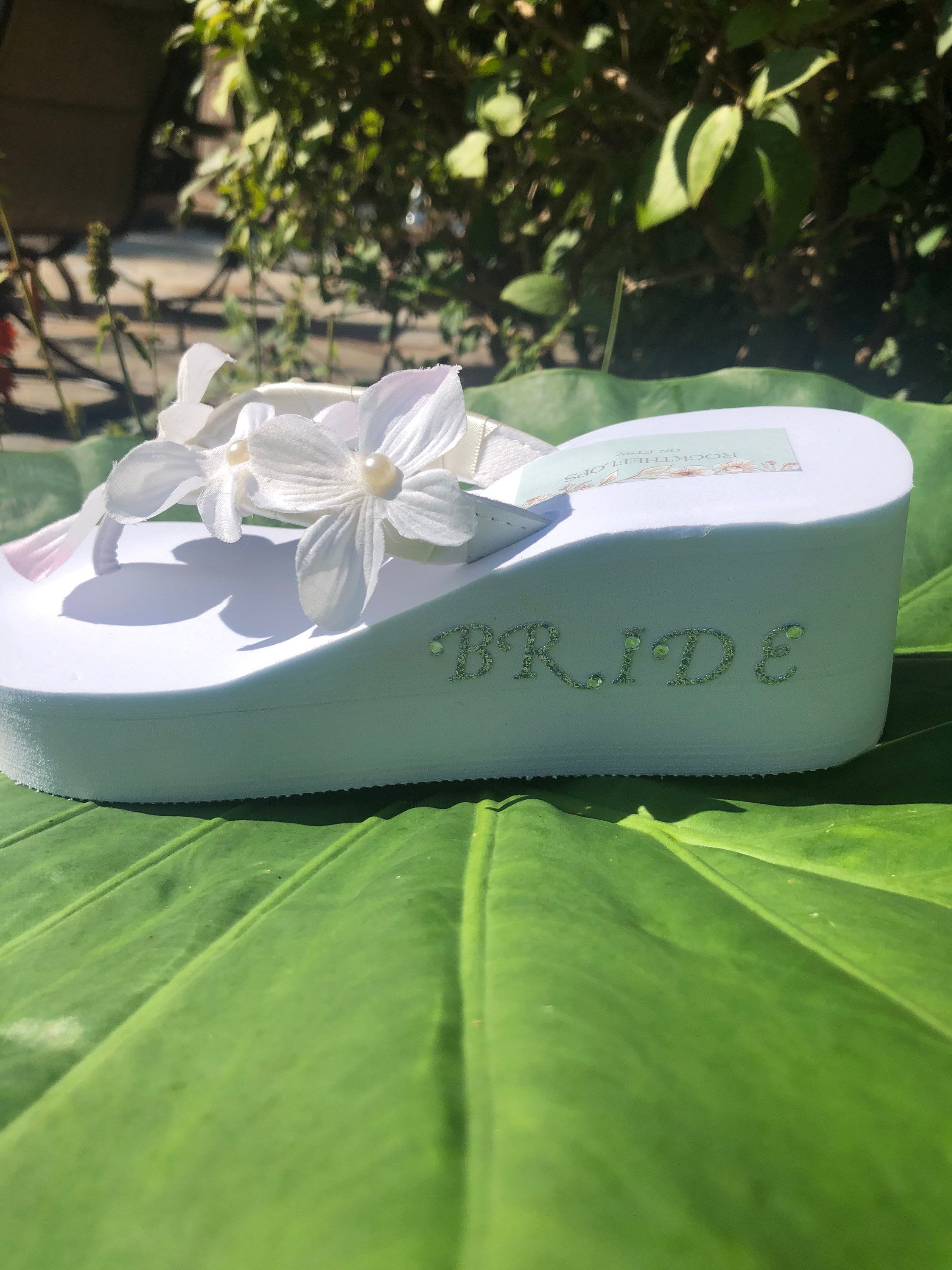 Bridal Shoes Flip Flop wedges . Wedding Shoes. Beach Wedding