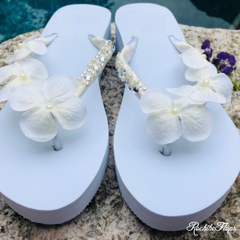 Pearl Rhinestone Flip Flop/wedges . Flower Wedding Flip Flops. Etsy