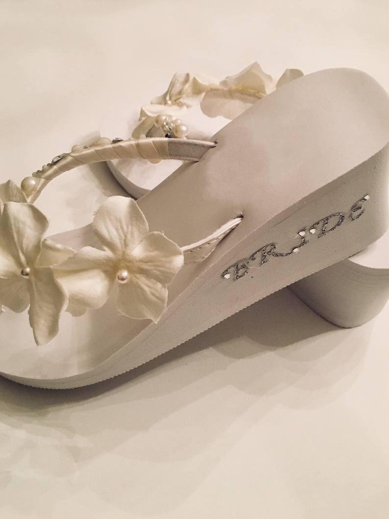 Bridal Shoes Flip Flop Wedges Wedding Flip Flops Beach Etsy