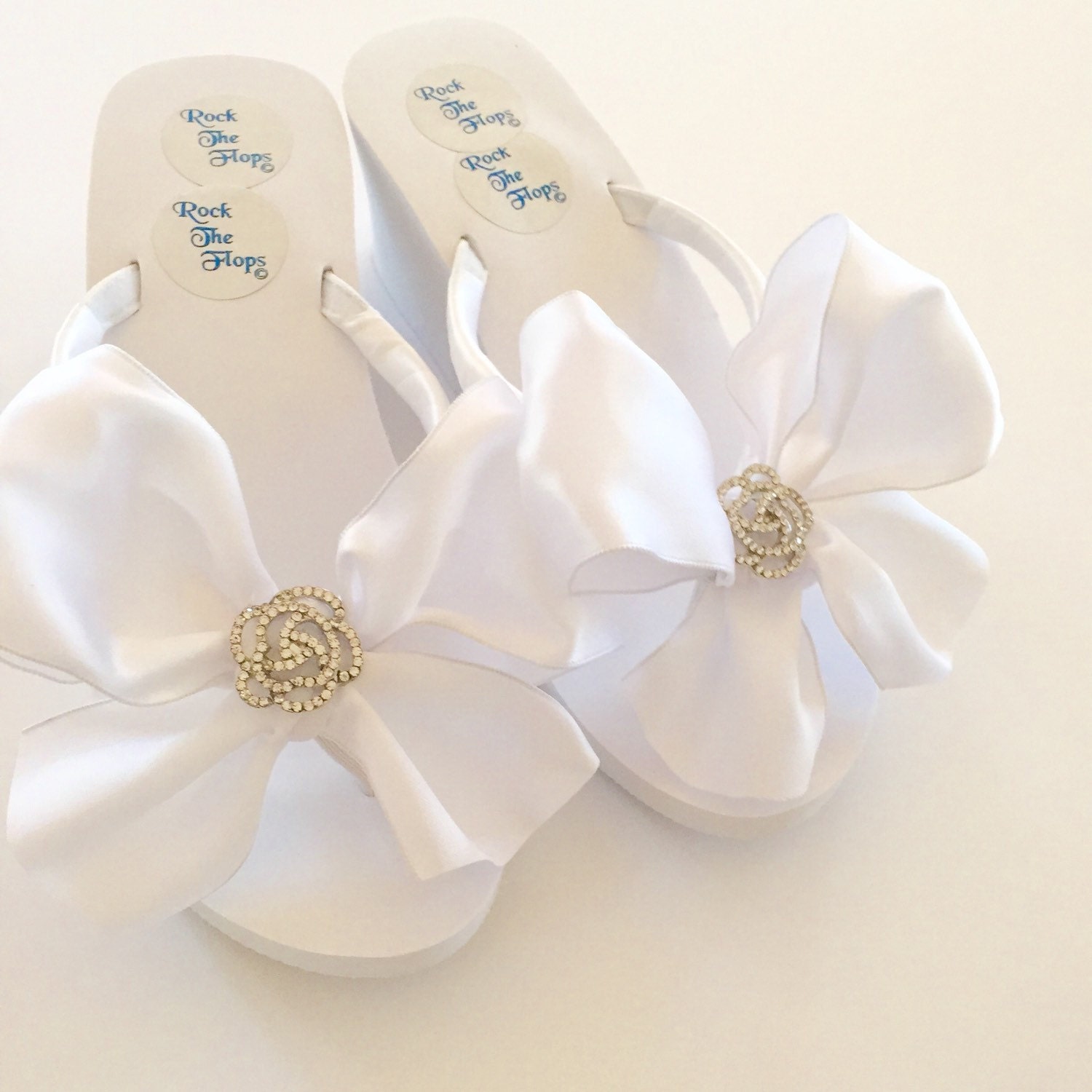 Bridal Flip Flops. Bowed Wedding Shoes. Bowed Bridal Shoes. | Etsy