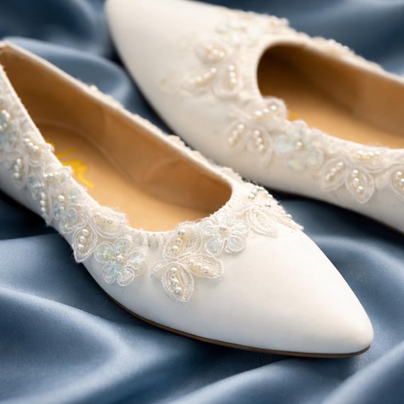 ivory flat dress shoes Ivory Lace Sequined Bridal Ballet Flats: Comfortable Wedding Shoes, Elegant Ballerina Slippers