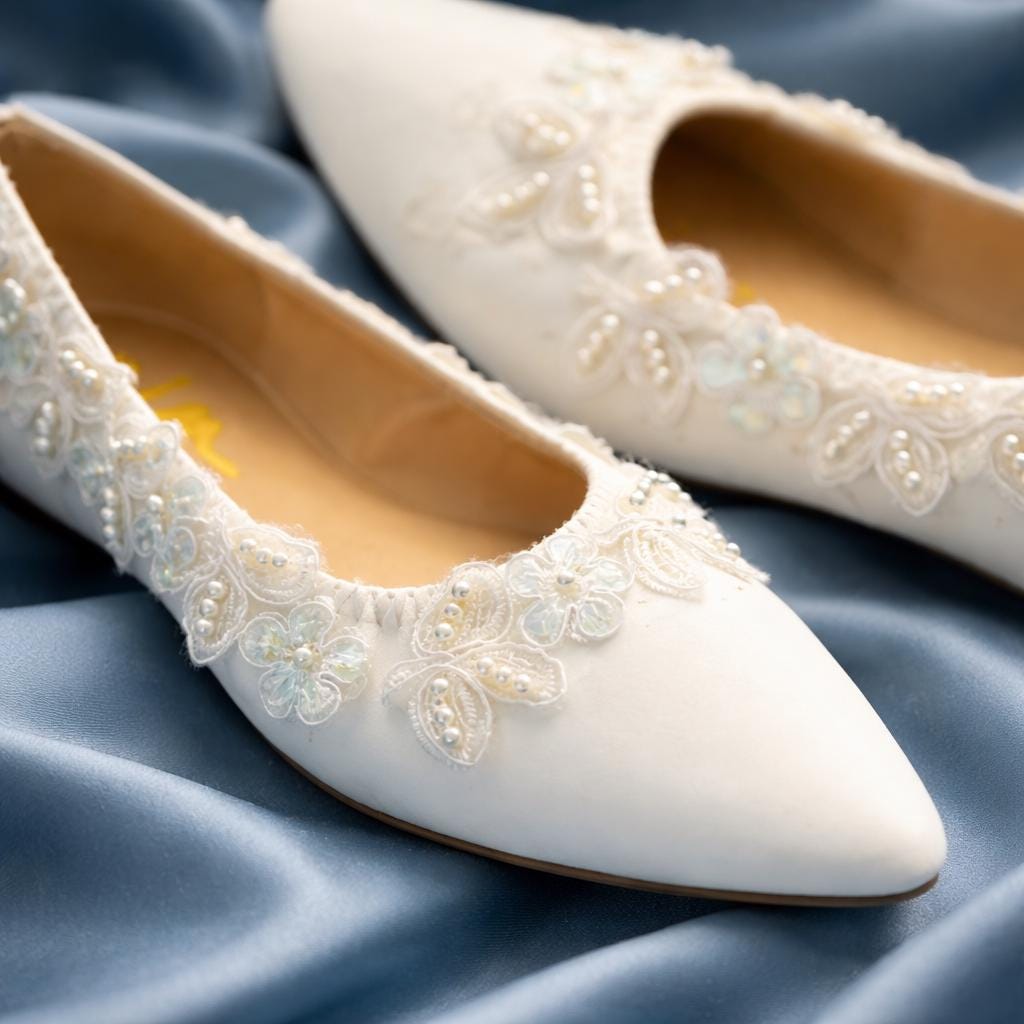 womens ivory flat dress shoes Ivory Lace Sequined Bridal Ballet Flats: Comfortable Wedding Shoes, Elegant Ballerina Slippers