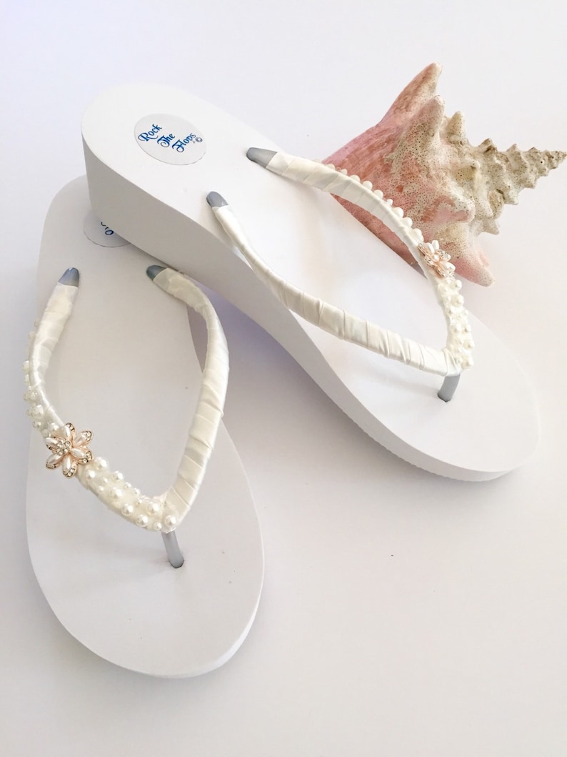 Bridal Flip Flops Wedges Wedding Shoes Wedding Sandals Beach Etsy