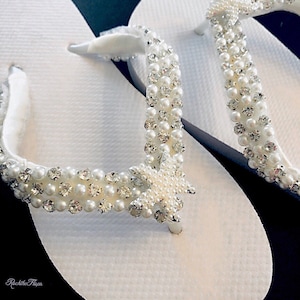 Crystal Bridal Flip Flops. Bling Bridal Shoes. Wedges. Starfish Flip ...