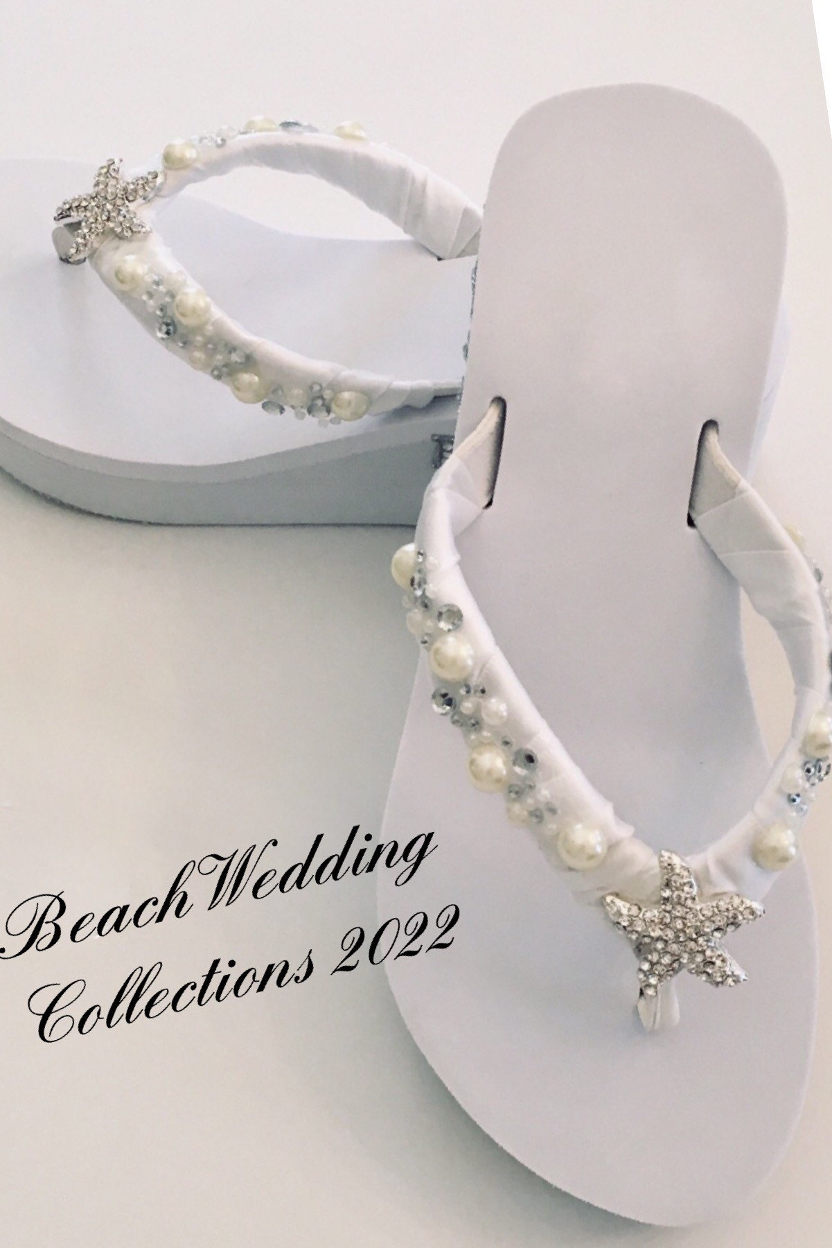 white wedding flip flops for bride