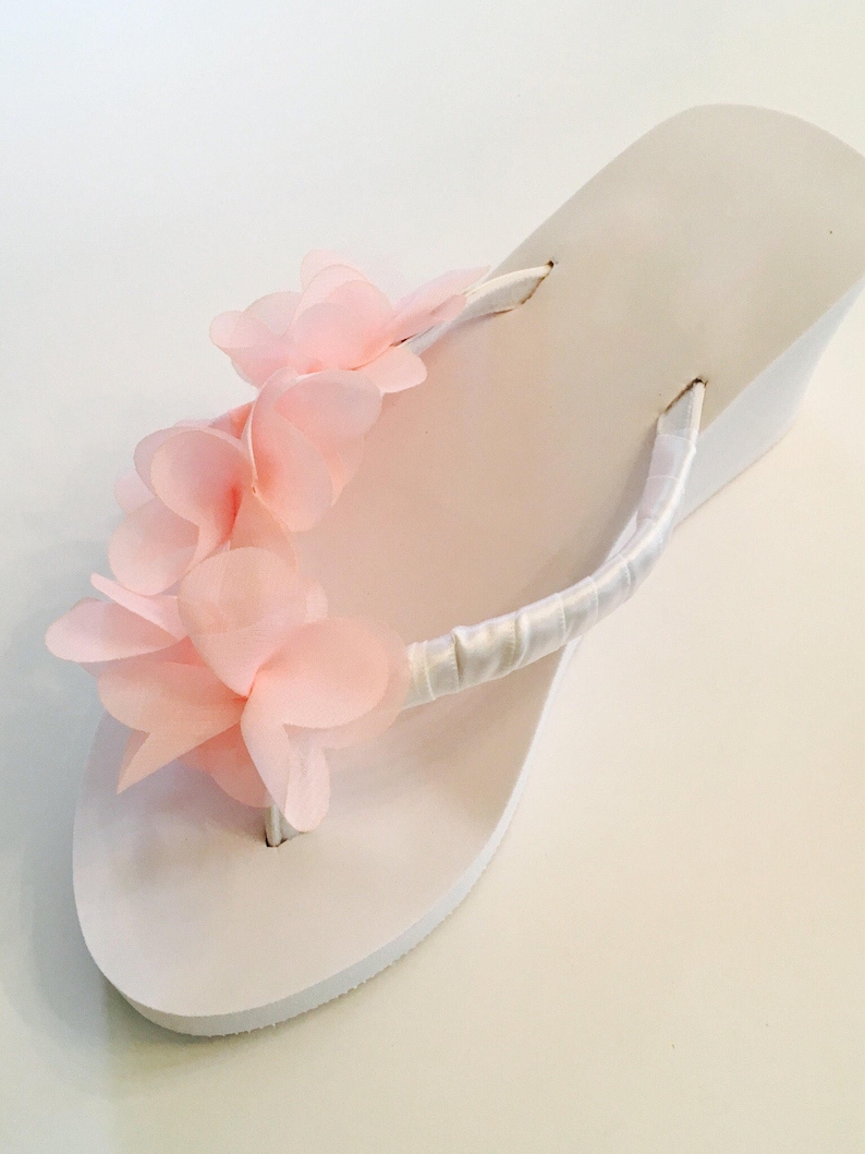 Blush Pink Bridal Flip Flops. Wedges. Wedding Flip Flops. Etsy