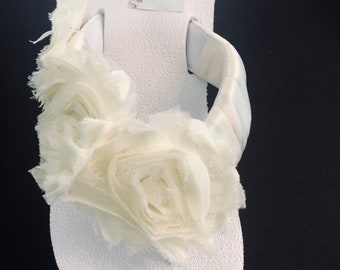 Bridal Flip Flops. Wedged . Ivory Bridal Shoes. Bling Wedding Shoes .Flower Bridal Shoes. Beach Wedding Shoes. Low Heel Bride Shoes.