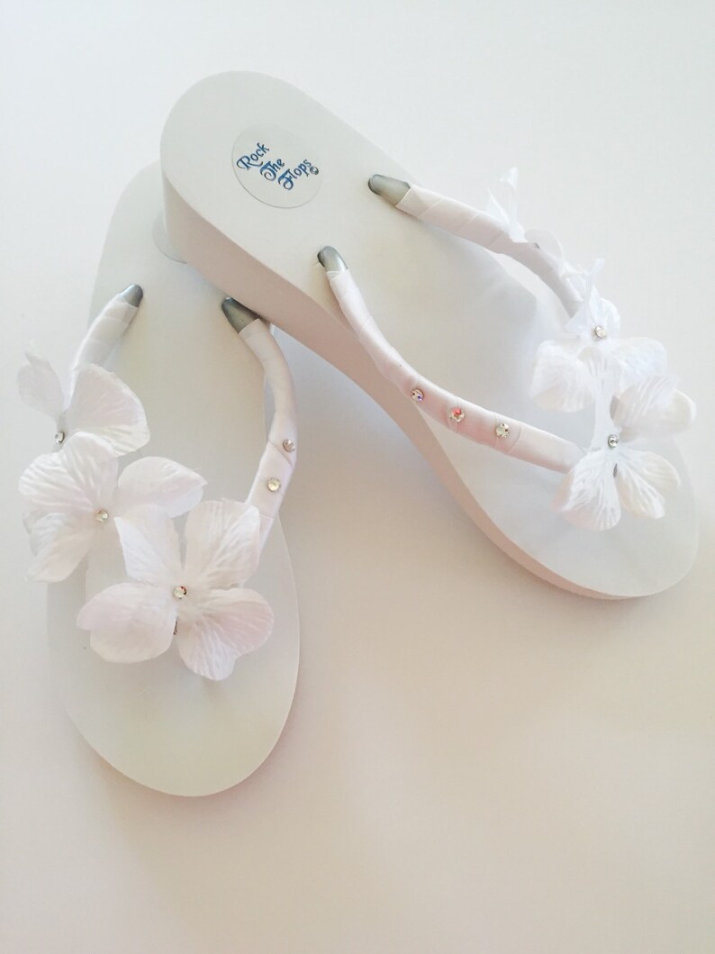 white flip flops for bride