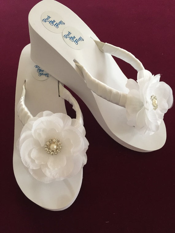 Bridal Flip Flops Wedges Wedding Flip Flops Wedding Etsy