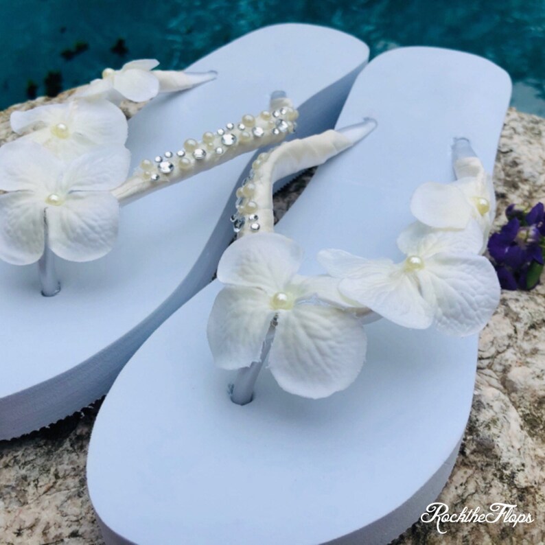 Pearl Rhinestone Flip Flop/wedges . Flower Wedding Flip Flops. Etsy