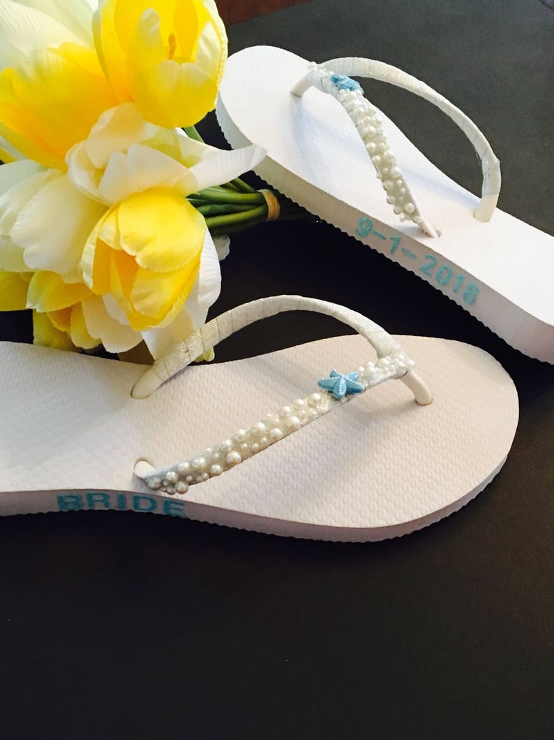 Bridal Flip Flops Wedding Flip Flops Wedding Shoes Beach Etsy