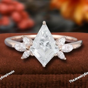 Anel de noivado de moissanita com lapidação pipa, Aliança de casamento vintage em ouro rosa, Anel de diamantes exclusivo para mulheres, Anel de noivado com lapidação marquesa para aniversário