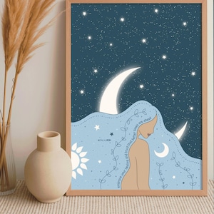Illustration "Healing" | A4 digitaler download | magisch * Mond * spirituell * witchy * Poster * wall art  * healing journey