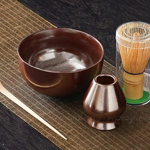 Handmade Matcha Bowl Set: Bamboo Whisk, Chasen Holder, Beginner Ceremony Gift