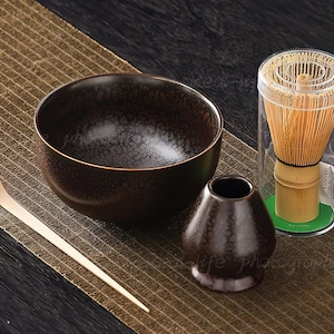 手作り抹茶碗セット：竹製茶筅、茶筅立て、初心者向けギフト