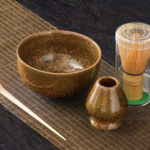 手作り抹茶碗セット：竹製茶筅、茶筅立て、初心者向けギフト