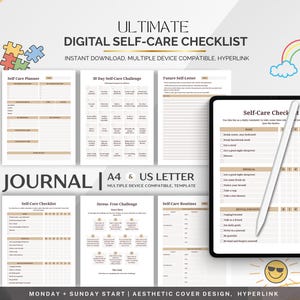 Self-Care Planner 2025, Digital Wellness Journal, Mental Health Tracker, Daily Reflection Template, Goodnotes PDF, Printable Self Planner