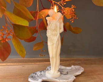 Extra Große Romantische Paar Kerze - Handgefertigte Sojawachs Skulptur, Hochzeitsgeschenk