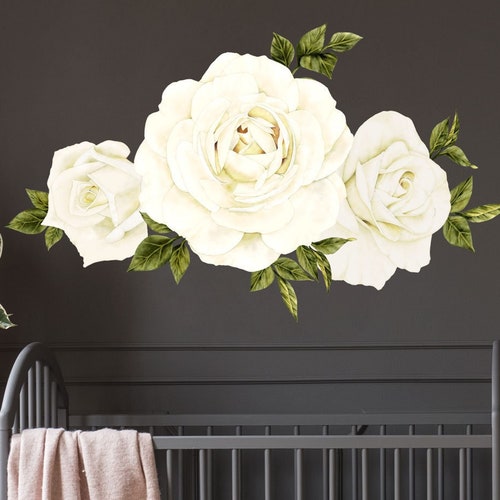 Vintage Cream Roses Floral Wall Decals for Nursery Set of 3 Etsy