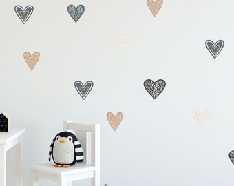 Removable Heart Wall Decals, Heart Wall Stickers for Boho Chic Nursery Decor, Easy Peel and Stick Application, Kids Play Room - WB046