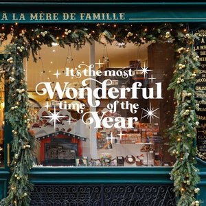 Christmas Window Decal, It&#39;s the Most Wonderful Time of the Year, Christmas Shop Decor, Modern Style, Wall decal, craft decal - WB110