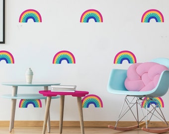 Large Rainbow Wall Decals Hand Drawn Rainbow Wall Sticker, Boho Rainbow ...