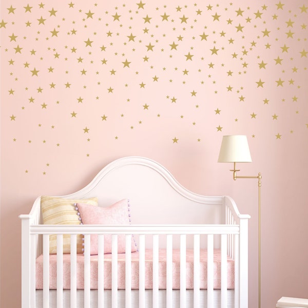 Gold Stars Wall Decals Pack - Peel and Stick Confetti Wall Decals - Metallic Star Wall Decals WBSTRm