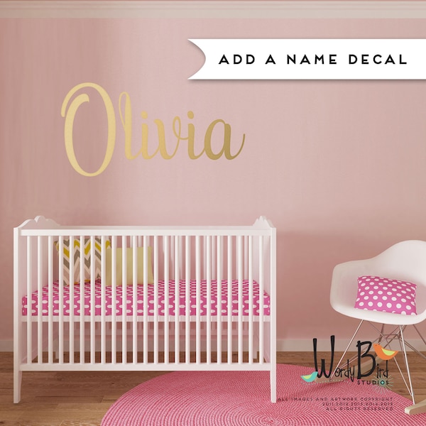 Baby Name Wall Decal for Nursery - Gold Name Decal - Gold Baby Name Wall Decal - First Name or Any Word -WB108