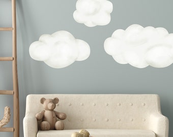 Cloud Wall Decals 3-pack White Fluffy Clouds Watercolor Wall Stickers Nursery Baby Room Playroom Bedroom Wall Wallpaper Stickers - WB413