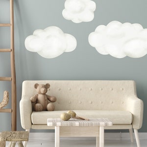 Cloud Wall Decals 3-pack White Fluffy Clouds Watercolor Wall Stickers Nursery Baby Room Playroom Bedroom Wall Wallpaper Stickers - WB413