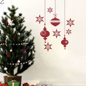 Retro Ornaments Wall Decal Sticker set - Holiday Decorations - snowflakes decal - WB724