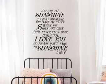 You Are My Sunshine Wall Decal Quote, Great Decoration For a Nursery or Children's Bedroom, Perfect Baby Shower Gift Idea, removable - LK144
