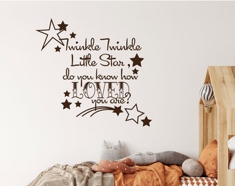 Twinkle Twinkle Little Star do you know how Loved you are Nursery Star Wall Decal, Great baby shower gift idea for baby boys or girls- LK131