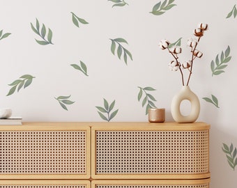 Leaf Wall Decals, Boho Nursery Decor Floral Wall Stickers, Great for Dorms, Classroom or Rentals, removable fabric wallpaper material -WB012