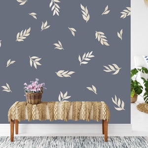 Leaf Wall Decals, Boho Nursery Decor Floral Wall Stickers, Great for Dorms, Classroom or Rentals, removable fabric wallpaper material WB012B image 5