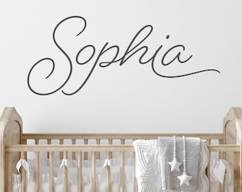 Personalized Name Wall Decal - Custom Wall Sticker, Baby Above Crib or Kids Name Sign, Nursery Decor, Thin Script Name Decal - WBNAME2