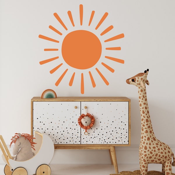 Large Full Sun Wall Decal - Nursery Decor ,Sunburst Kids Room Wall Art, Removable Wall Sticker, 7 sizes available great for rentals  - WB064