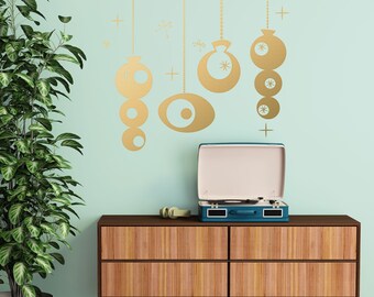 Mid Century Style Gold Ornaments Wall Decal Sticker set - Holiday Decorations - Party Decorations - WB727