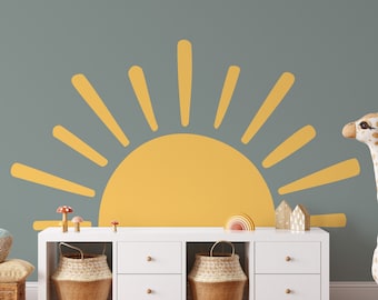 Sun Wall Decal, Kids Room Nursery Decor, Playroom Wall Art, Removable Sunburst Wall Stickers, Boho Classroom Decor - WB063