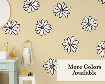 Large Daisy Wall Decals - Playroom Nursery Decor Wall Art, Removable Peel & Stick Flower Wall Stickers, Set of 12, great for dorms  - WB050