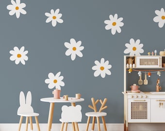 Daisy Wall Decals - Flower Wall Stickers, Nursery Decor, Kids Room Wall Art, Set of 10 wall art kit  - WB052